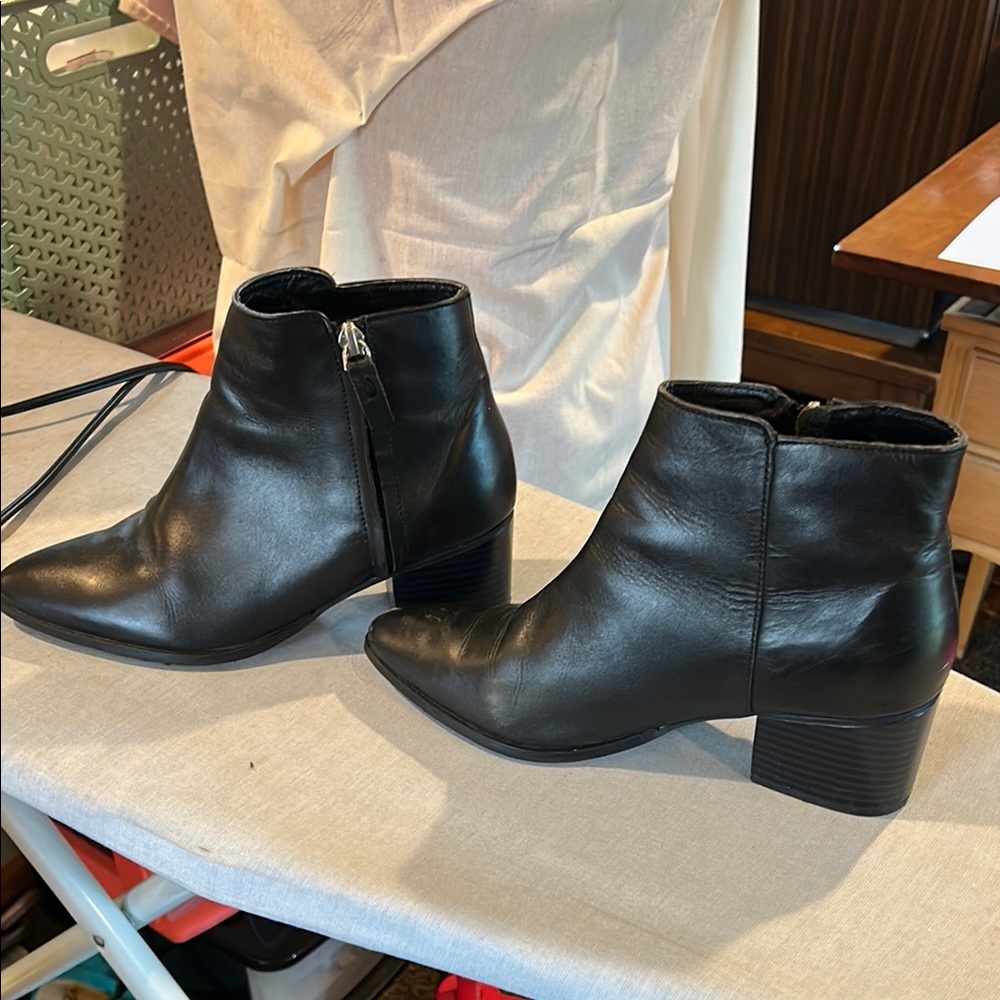 Top shop Black Leather Ankle Boots 8 - Picture 3 of 5